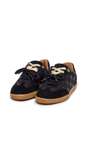 Black Suede and Textile Sneakers with Contrast Laces — view 1