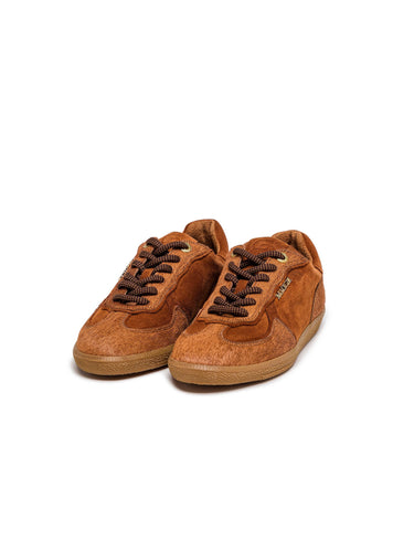 Camel Pony Hair and Leather Sneakers — view 1