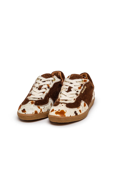 Cow-Print Pony Hair and Leather Sneakers — view 1