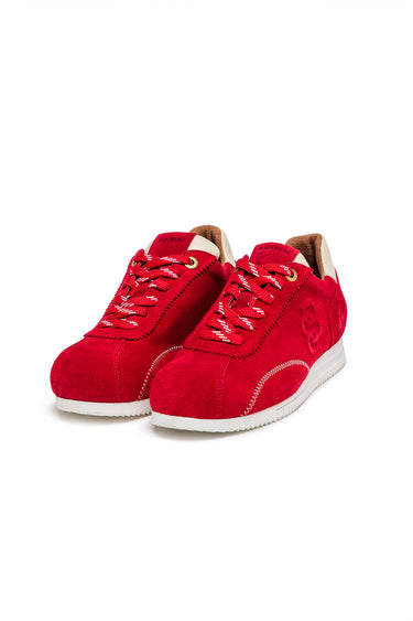 Red Suede Sneakers with Contrast Sole — view 1