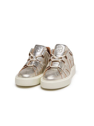 Pearl Metallic Leather High-Top Platform Sneakers — view 1