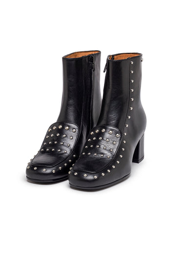 Black Leather Ankle Boots with Studs — view 1