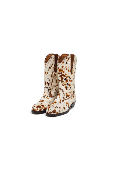 Cow-Print Pony Hair Western Boots — view 1