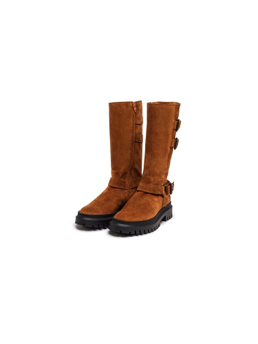 Camel Leather Ankle Boots with Chunky Sole — view 1