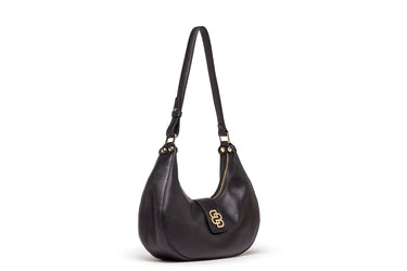 Black Leather Crescent Shoulder Bag — view 1