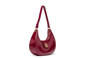 Bordeaux Patent Leather Crescent Shoulder Bag — view 1