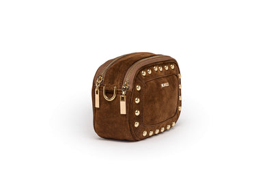 Brown Suede Studded Camera Bag — view 1