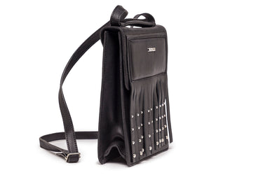 Black Leather Fringe Crossbody Bag — view 1