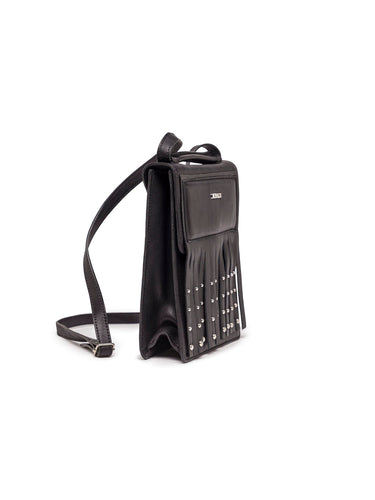 Black Leather Fringe Crossbody Bag — view 1