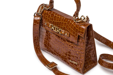 Brown Croc-Embossed Crossbody Bag — view 1