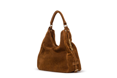 Camel Suede Hobo Bag — view 1
