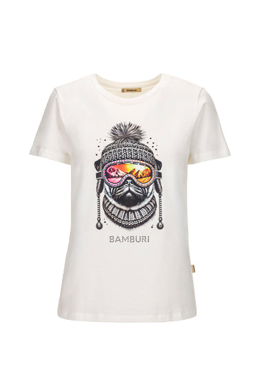 Off-White Graphic T-Shirt with Embellished Monkey — view 1