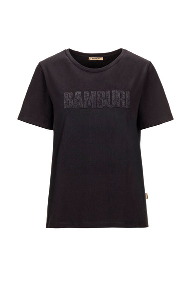 Black T-Shirt with Tonal BAMBURI Logo — view 1