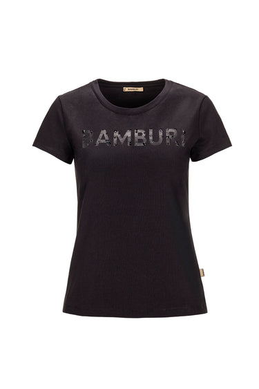 Black T-Shirt with Crystal BAMBURI Logo — view 1