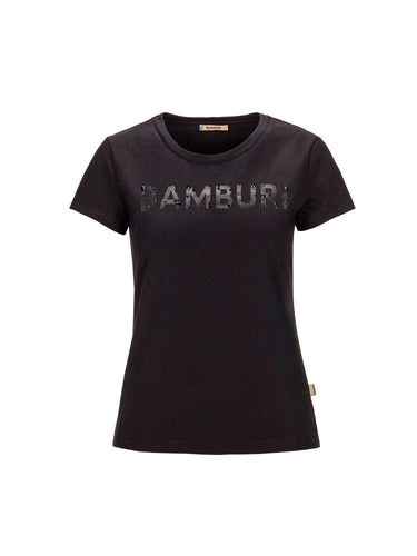 Black T-Shirt with Crystal BAMBURI Logo — view 1