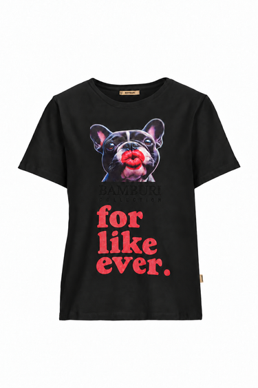 Black Bulldog Illustration T-Shirt — BQ0036-001