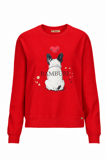 Red Bulldog Illustration Sweatshirt — BT0010-011