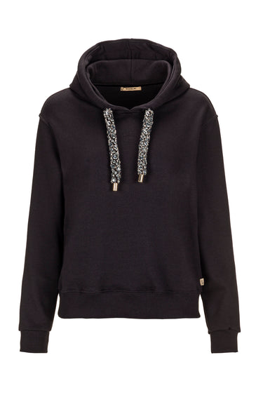 Black Hoodie with Crystal Drawstrings — view 1