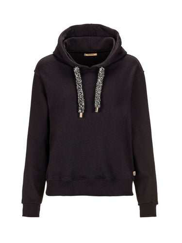 Black Hoodie with Crystal Drawstrings — view 1
