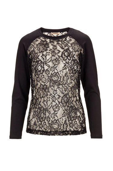 Black Lace Panel Sweatshirt — view 1