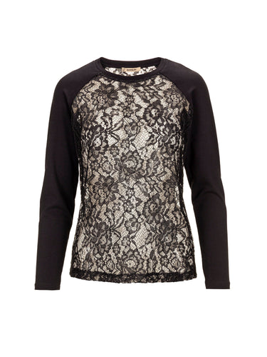 Black Lace Panel Sweatshirt — view 1