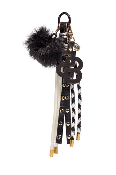 Black Bag Charm with Pom-Pom and Logo — view 1