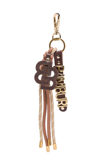 Brown Bag Charm with Logo and Studs — view 1