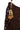 Gold-tone BAMBURI B keychain attached to a dark brown fringed bag