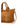 Close view of camel BAMBURI suede tote bag with fringe and shoulder strap