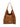 Front studio view of a cognac BAMBURI suede hobo bag with shoulder handle and crossbody strap