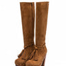 Botas altas de ante camel con flecos