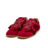 Sapatilhas em veludo e pele bordeaux com fechos laterais