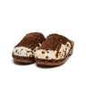 Socas plataforma em pelo cow print com franjas