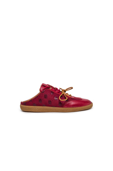 Burgundy Leather and Textile Low-Top Sneakers — view 2