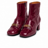 Burgundy Leather Ankle Boots with Gold-Tone Hardware