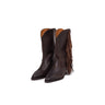 Botas western em pele castanha com franjas