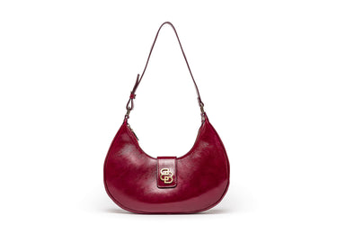 Bordeaux Patent Leather Crescent Shoulder Bag — view 2