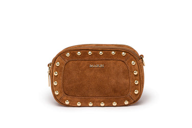 Camel Suede Studded Camera Bag — view 2