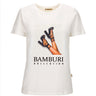 T-shirt cru com ilustração de sapatos de salto