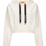 Sweatshirt cropped cru com capuz e cordões com logótipo