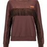 Sweatshirt castanha com franjas
