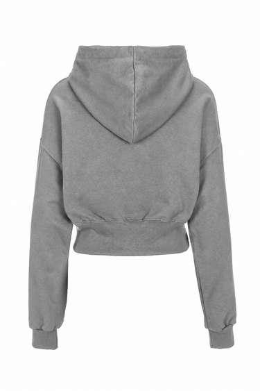 BAMBURI BT0014-018 grey cropped hoodie, back view