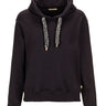 Sweatshirt preta com capuz e cordões em cristais