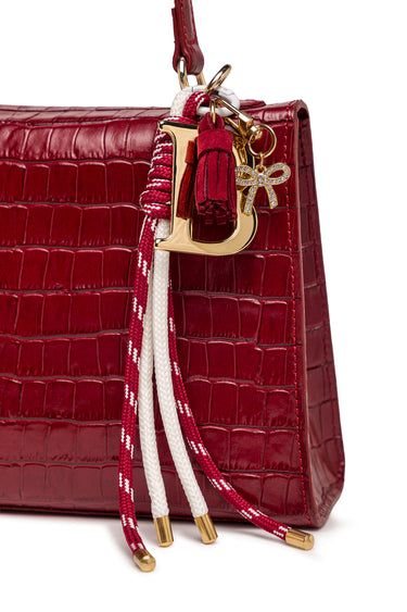 Bordeaux Bag Charm with Logo and Tassels — view 2
