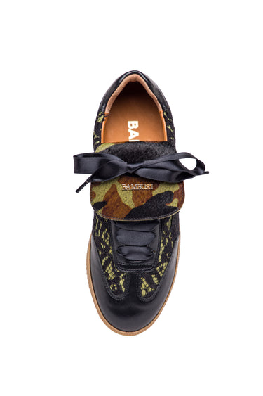 Camouflage Sapatilhas em renda com cetim rendas