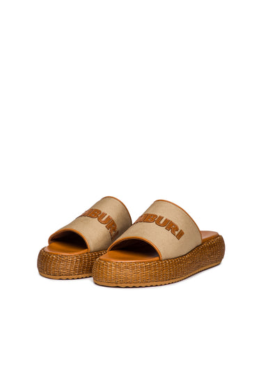 Ráfia plataforma Slidem camel lona