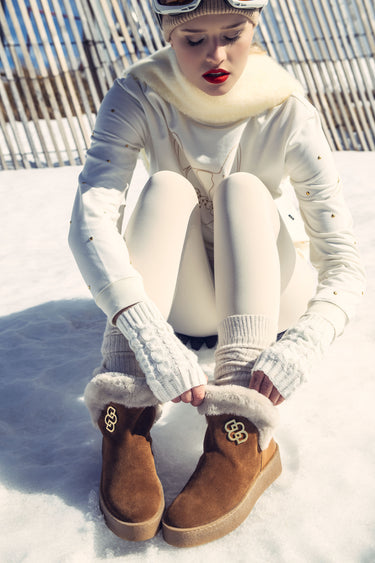 Pelo shearling forrados camurça Botins