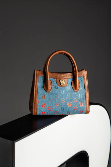 Bolsa de couro com padrão multicolorido