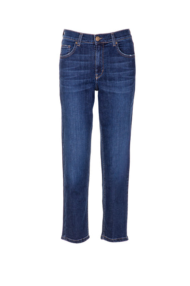 Clássicos azul denim Jeans com monograma detalhe