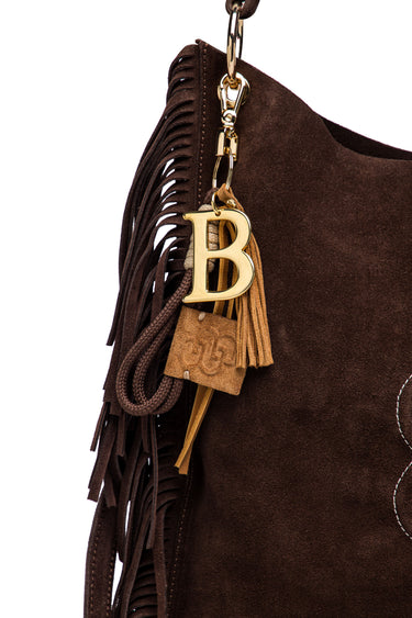 Bamburi Gold Initial Keychain with Leather Tassel